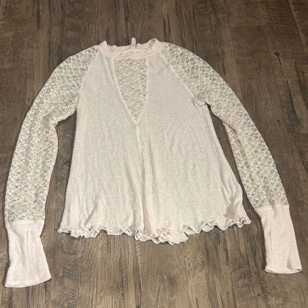 Free People Intimately White Boho Lace Detail Blouse - Size M